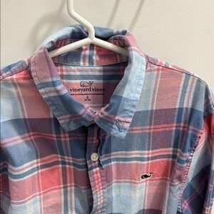 Vineyard Vines Boy’s Oxford Plaid Shirt - Blue and Pink